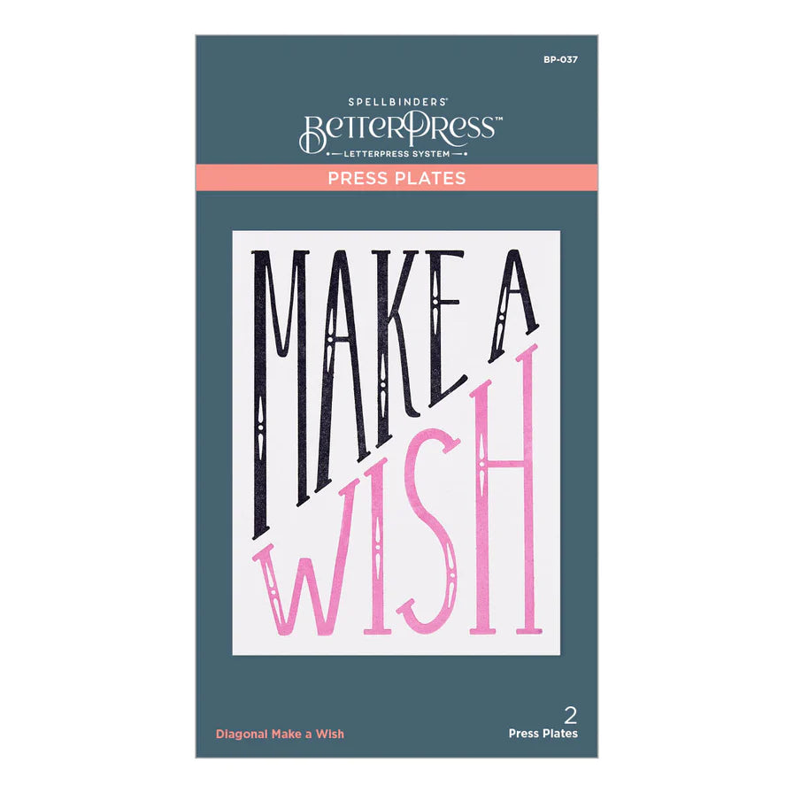 Diagonal Make A Wish Press Plate from the BetterPress Collection - Spellbinders