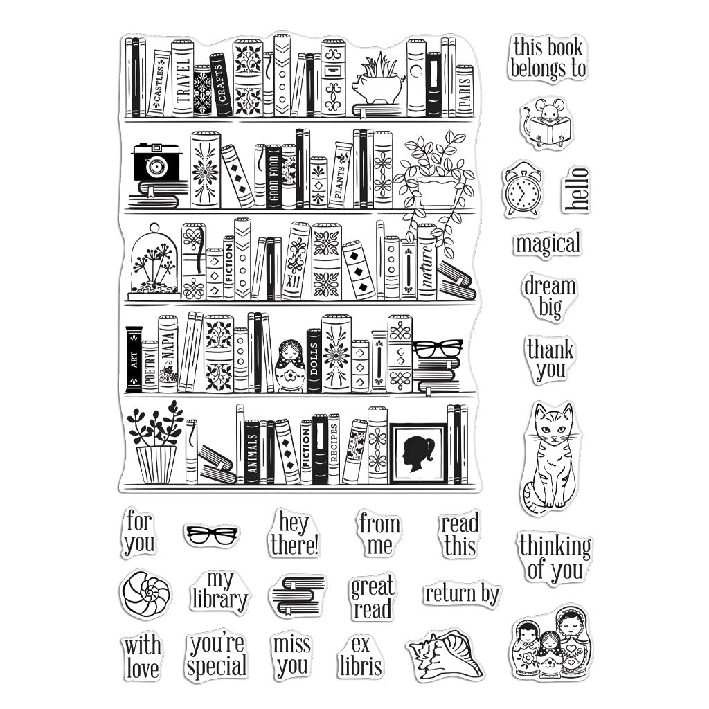Bookcase Peek a Boo Clear Stamps | Hero Arts
