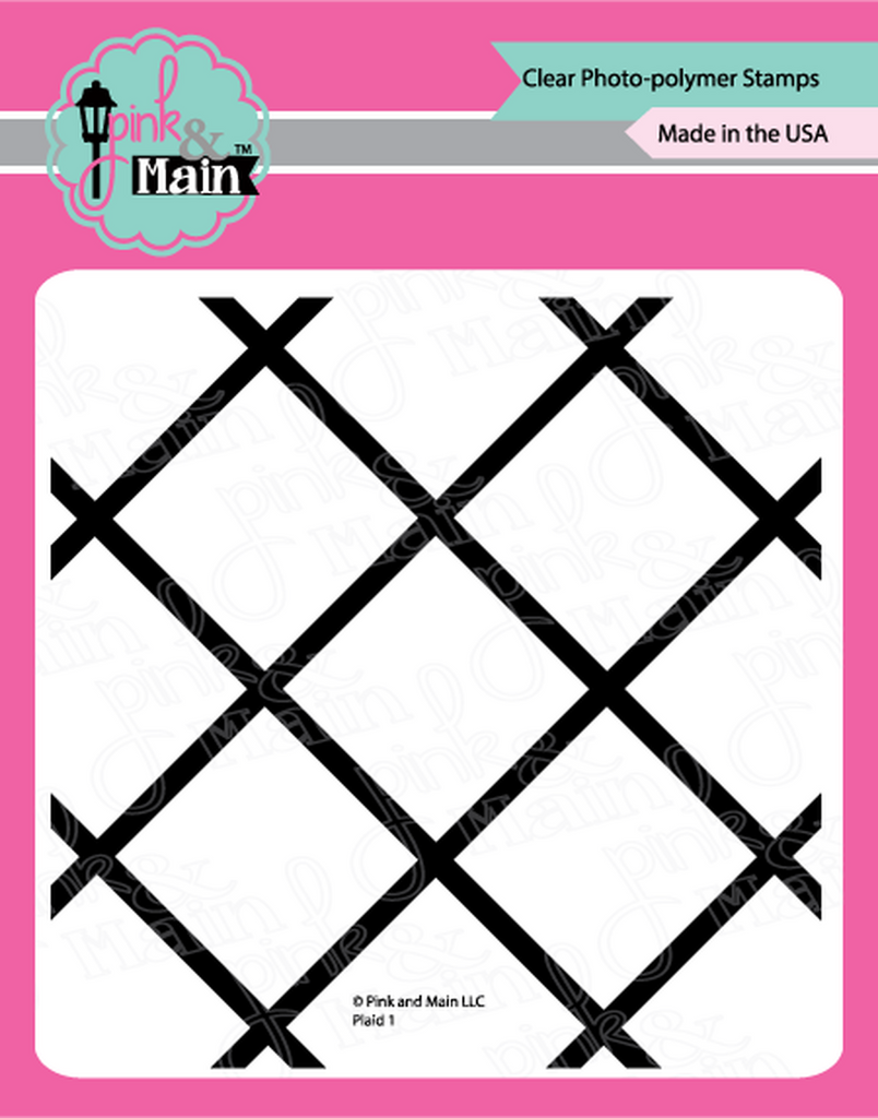 Plaid 1 - 6x6" clear stamp - Pink and Main