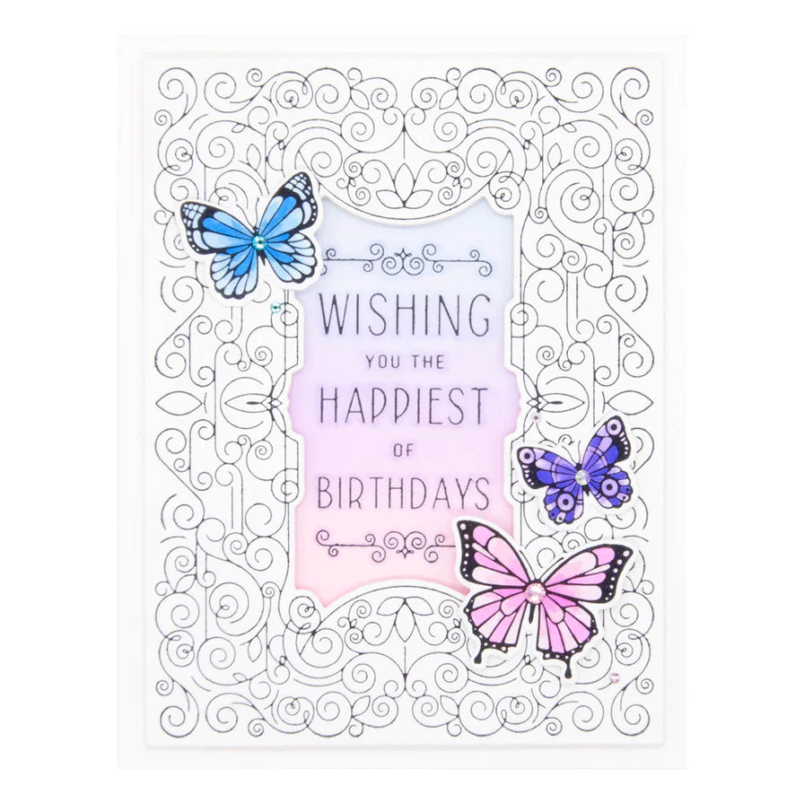 Swirl Birthday Frame Press Plate and Die Set from the BetterPress Collection - Spellbinders