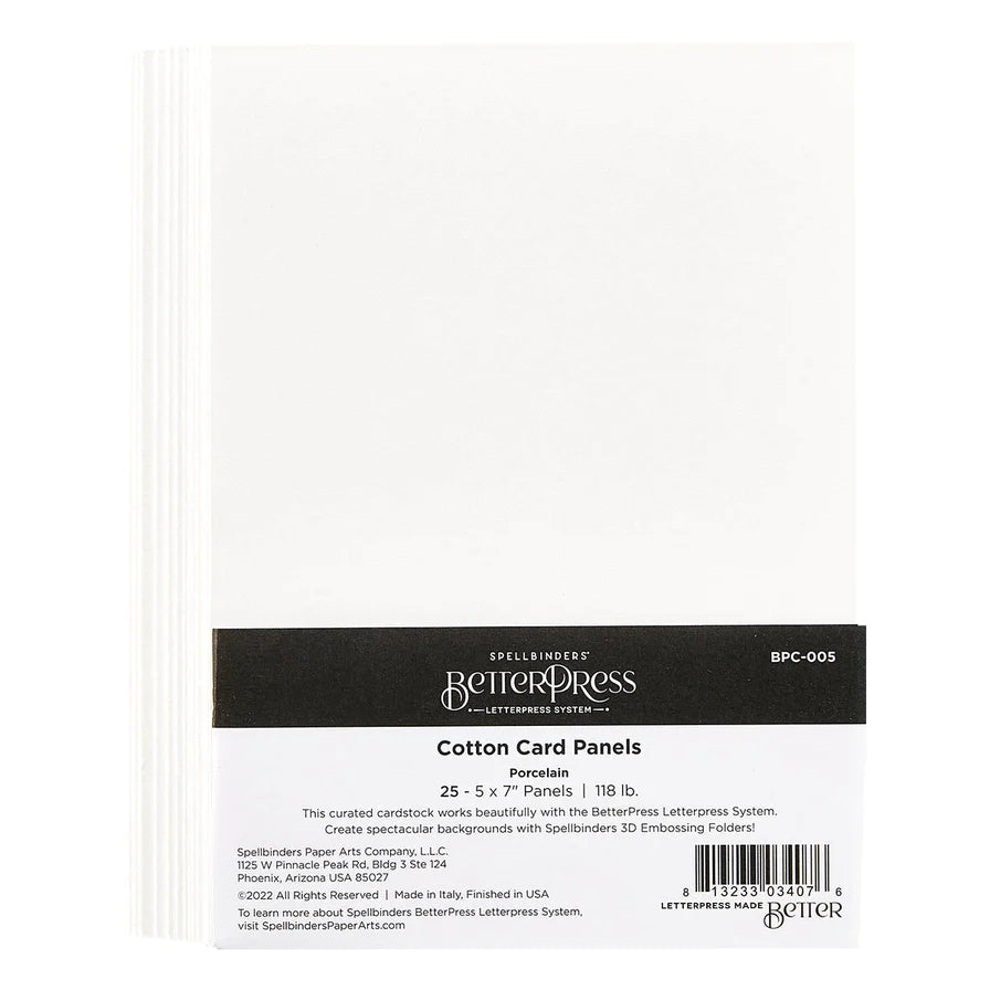 Porcelain A7 Cotton Card Panels from the BetterPress Collection (25 Pack) - Spellbinders