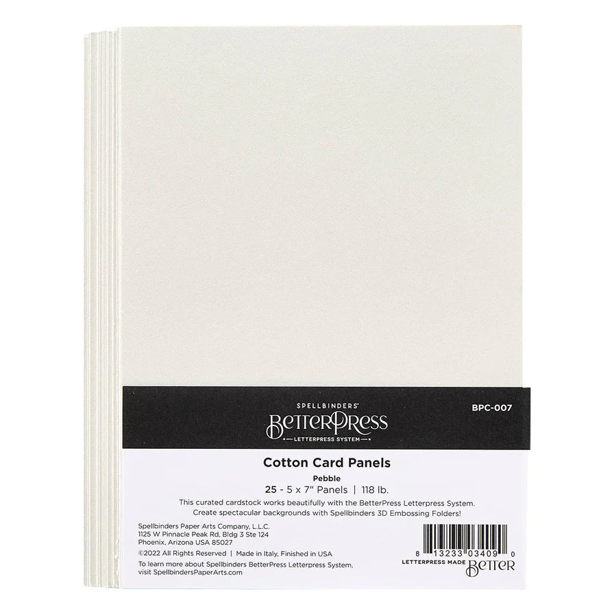 Pebble A7 Cotton Card Panels from the BetterPress Collection (25 Pack) - Spellbinders