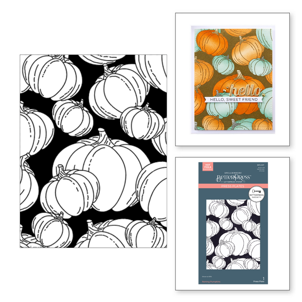 BetterPress Society - September 2024 Layered Raining Pumpkins - Spellbinders