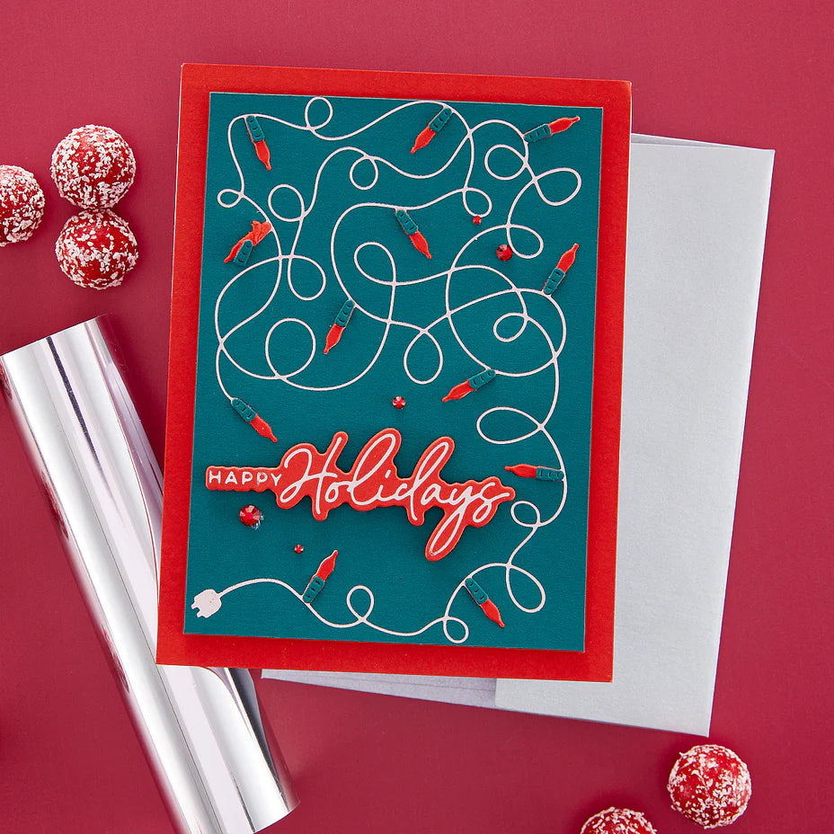 A Merry Little Christmas Sentiments Glimmer Hot Foil Plate & Die set from the De-Light-Ful Christmas Collection by Yana Smakula - Spellbinders