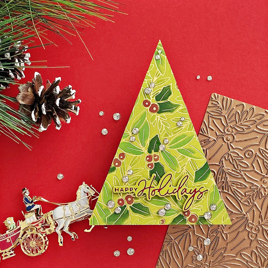 Glimmer Holly Background Hot Foil Plate from the De-Light-Ful Christmas Collection by Yana Smakula - Spellbinders