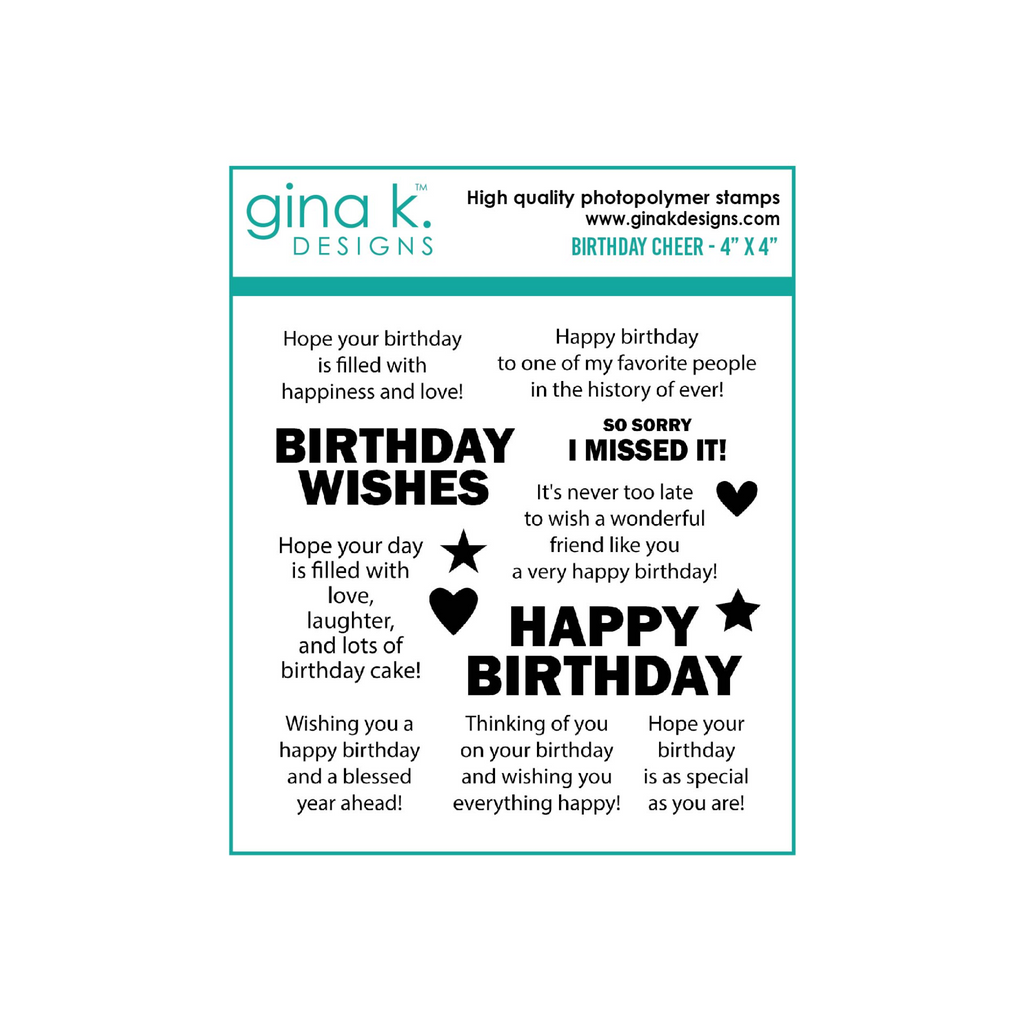 Birthday Cheer Clear Stamp Set - Gina K Designs