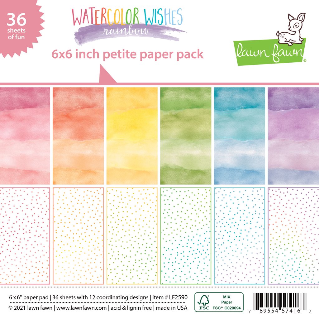 Watercolour Wishes Rainbow 6"x6" Paper Pad - Lawn Fawn