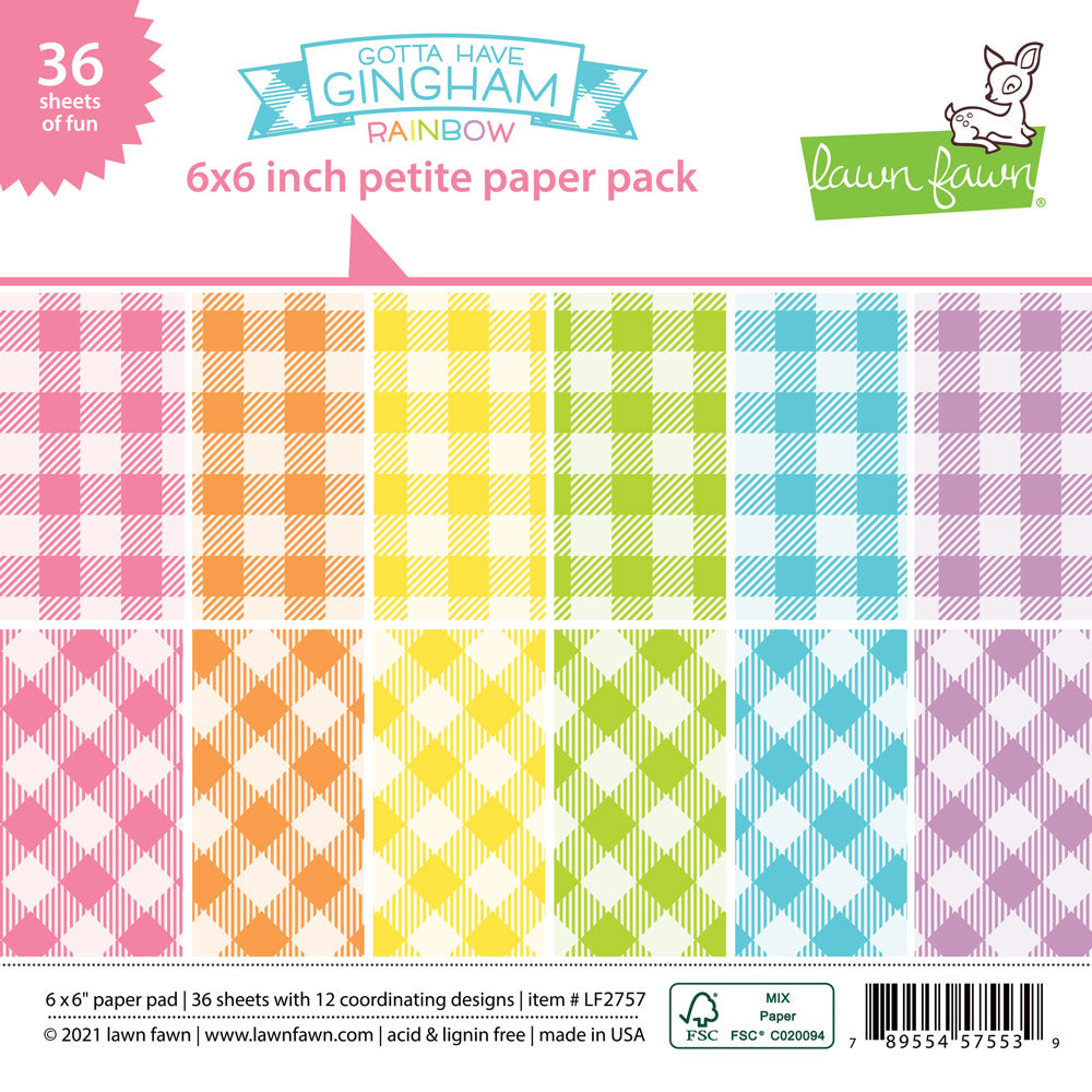 Gotta Have Gingham Rainbow Petite Paper Pack 6"x6" - Lawn Fawn