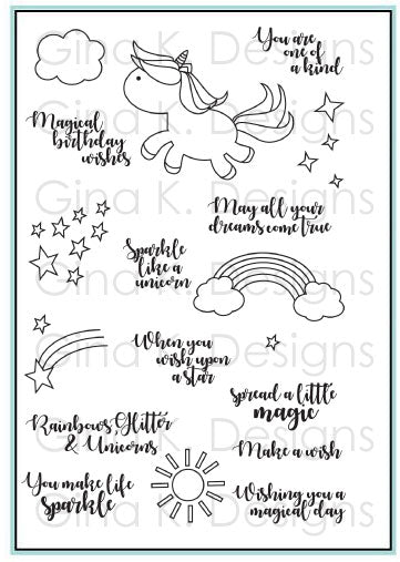 Unicorn Wishes stamp set by Beth Silaika for Gina K