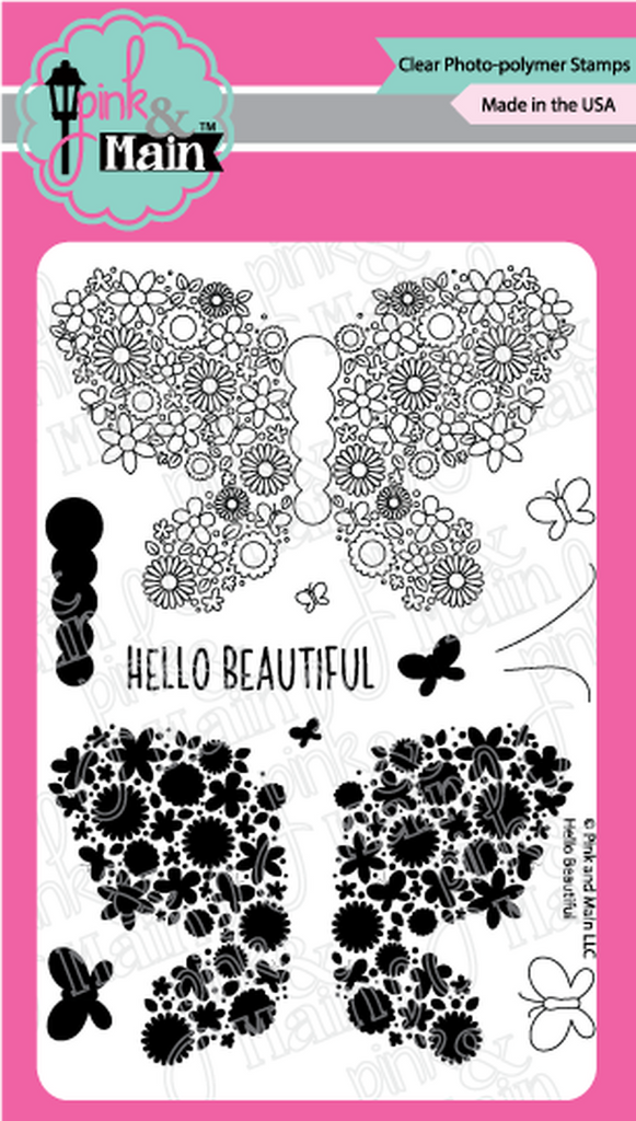 Hello Beautiful clear stamps - Pink and Main