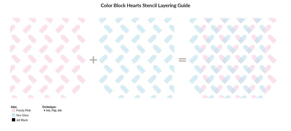 Colour Block Hearts Stencil