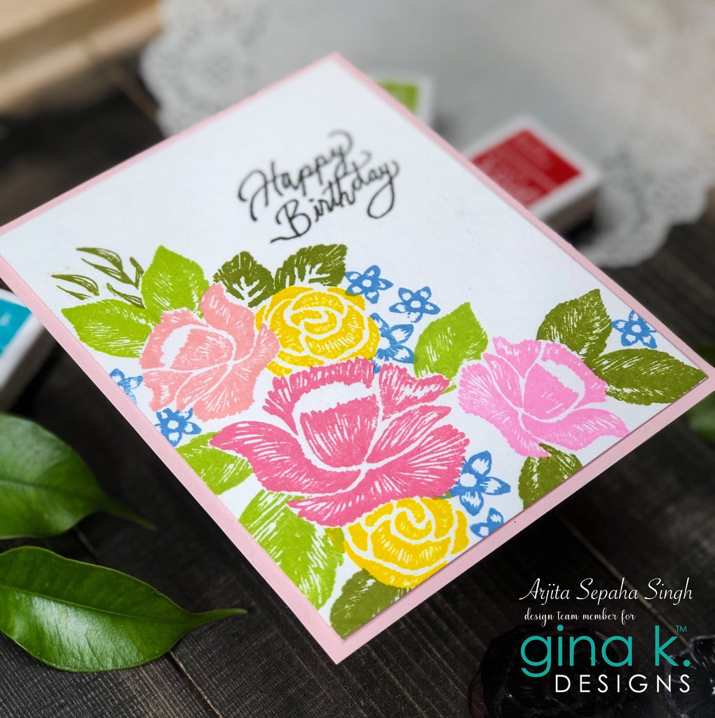 Embroidered Flowers Coordinating Die Set - Gina K
