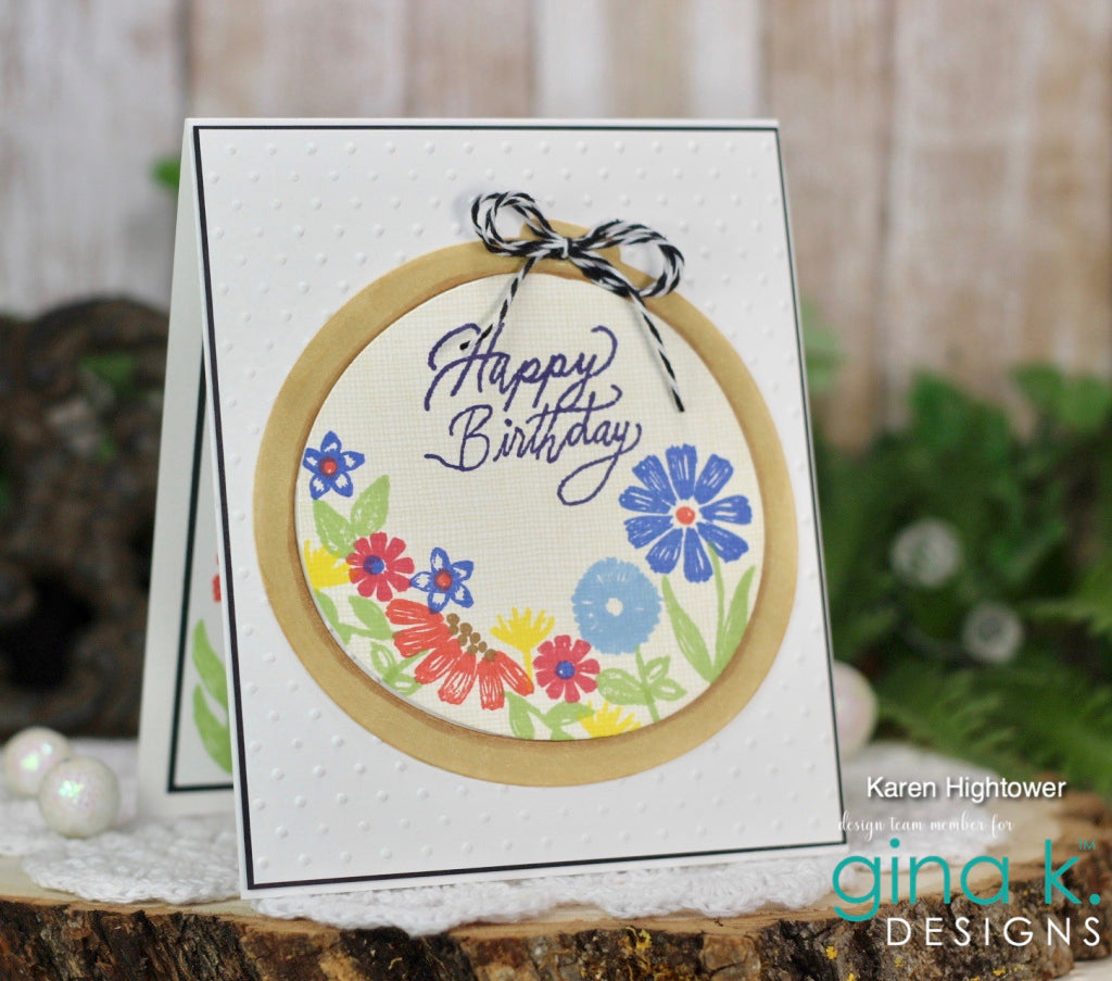 Embroidered Flowers Coordinating Die Set - Gina K