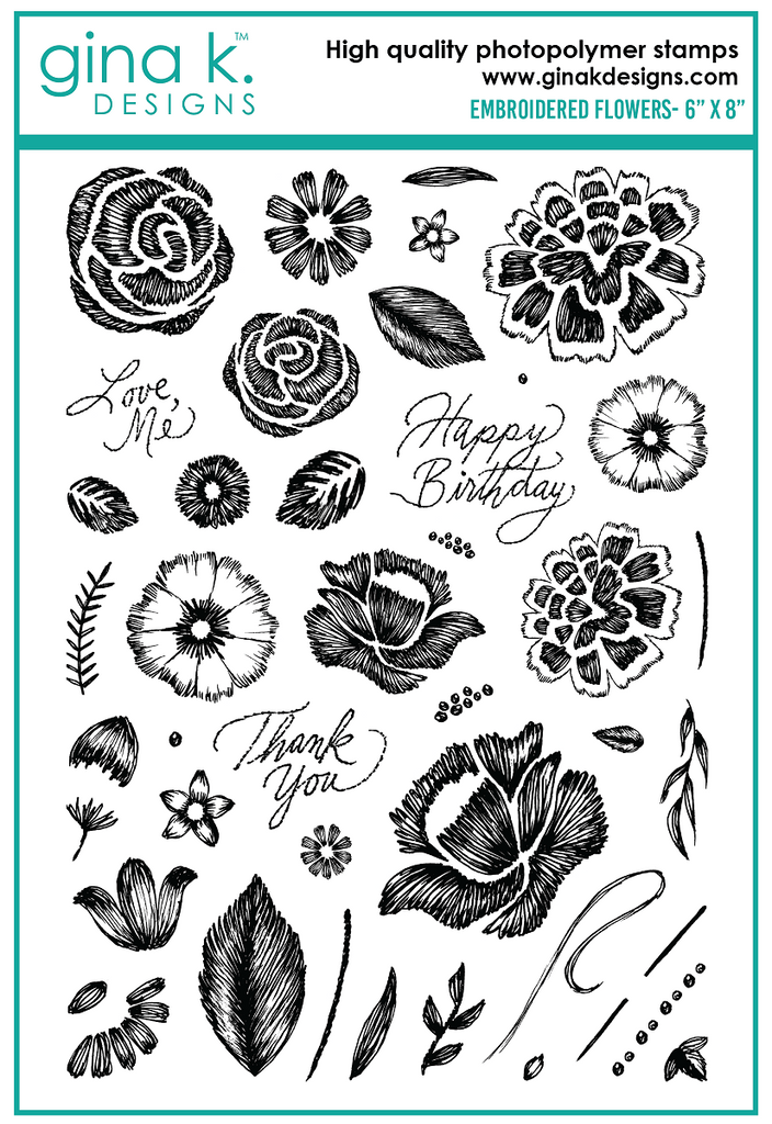 Embroidered Flowers - Melanie Muenchinger for Gina K Designs