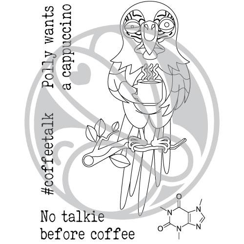 Caffeinated Parrot Clear Stamps- The Rabbit Hole Designs