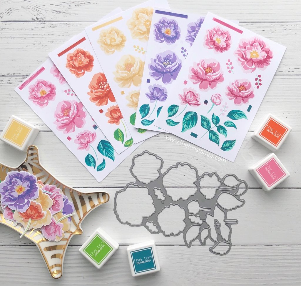 Peony Memories Clear Layered Stamp Set for Cardmaking - The Ton