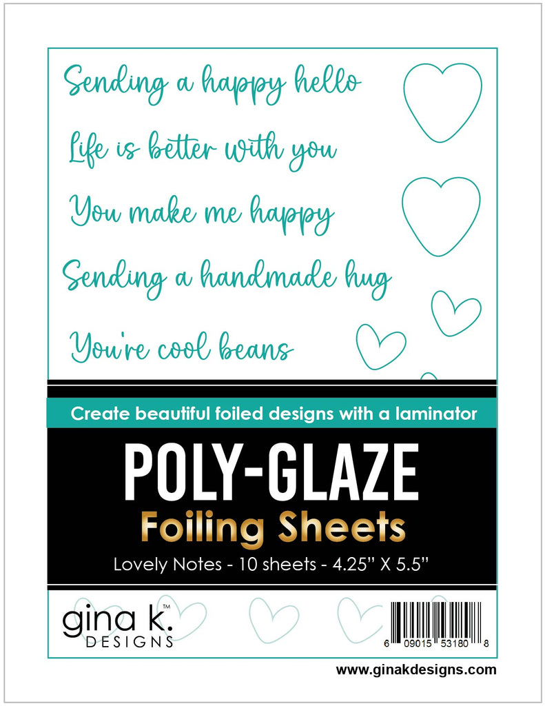 POLY-GLAZE Foiling Sheets - Lovely Notes - Gina K Designs